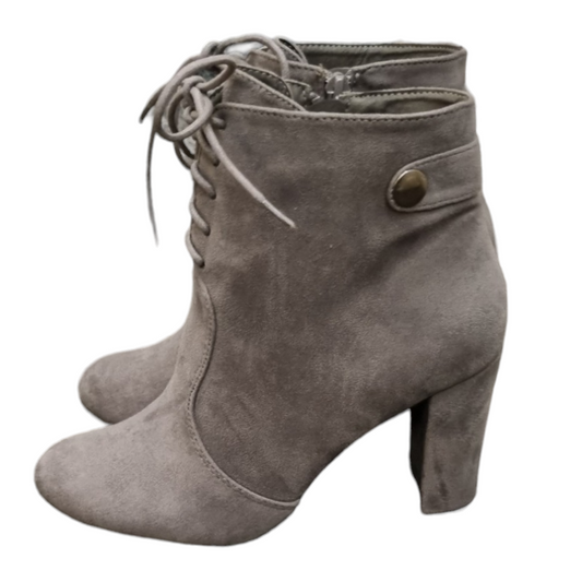 Brand New Grey Lace Heeled Ankle Boots