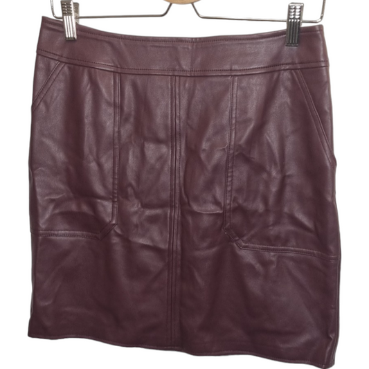 Warehouse Burgundy Pleather Mini Skirt