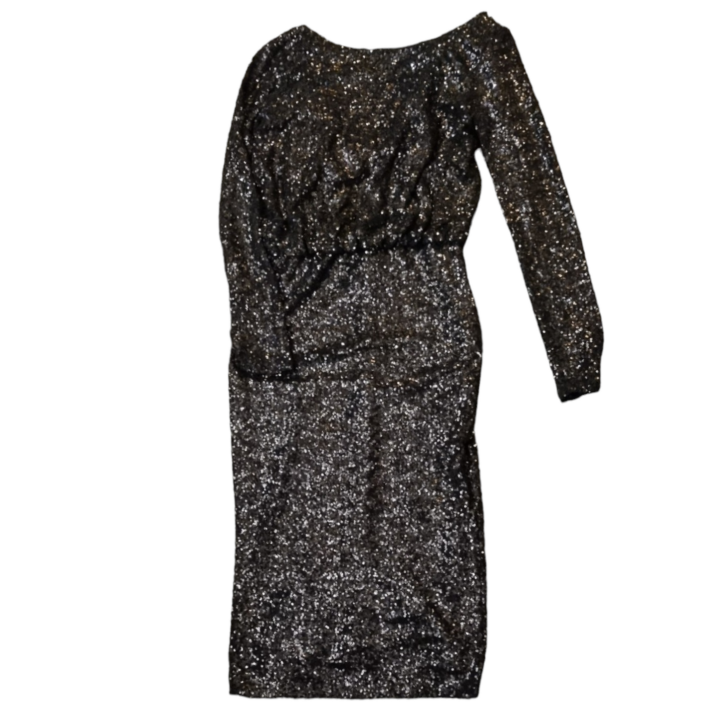 Asos sequin scooped back long sleeved midi dress