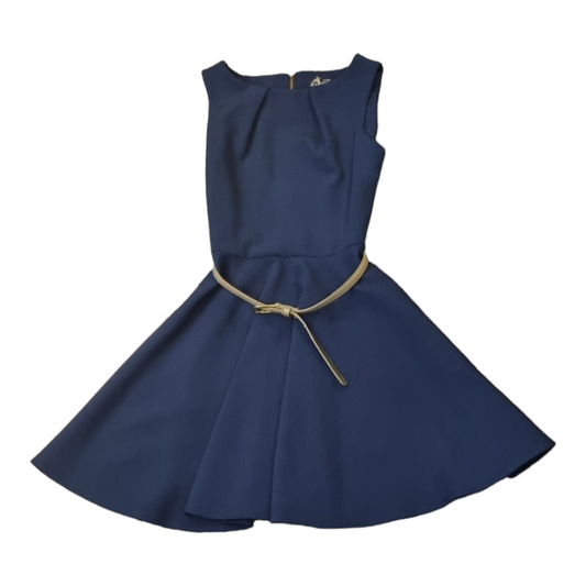 Navy belted skater dress