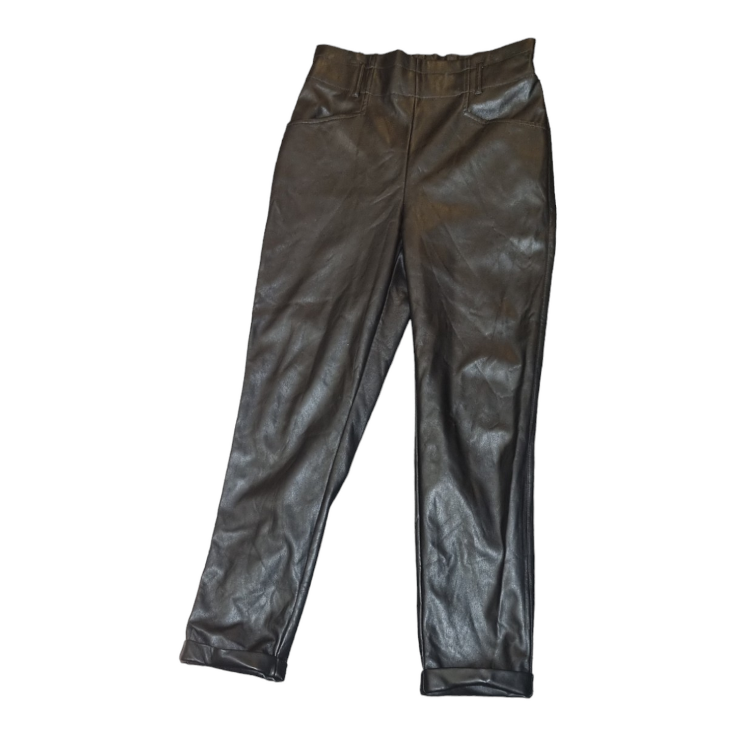 Black pleather high waisted trousers