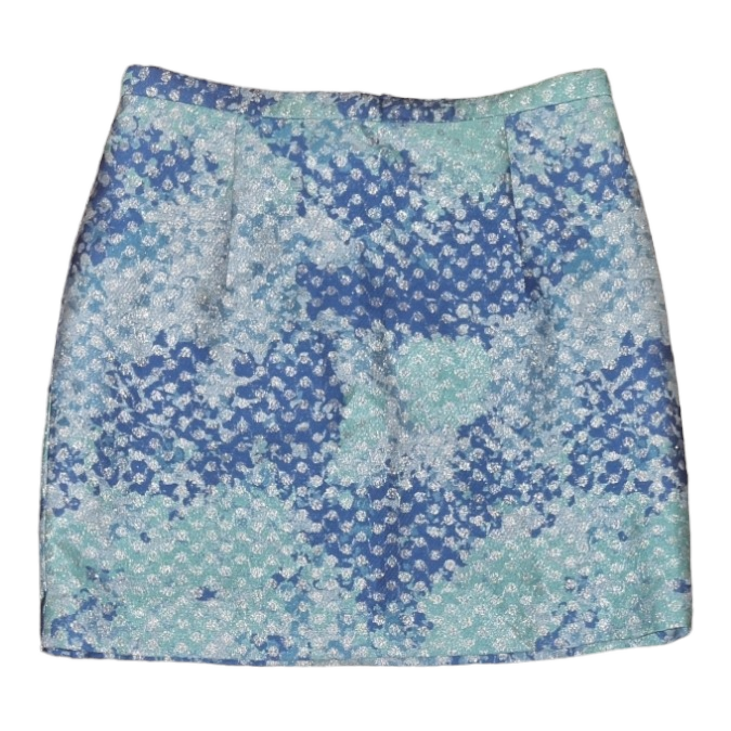 Blue and silver mini skirt