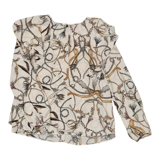 Zara long sleeved frill top print blouse