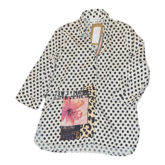 Polka dot flower print blouse