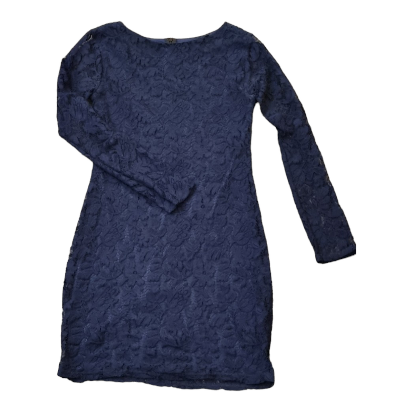 Long sleeves navy lace dress