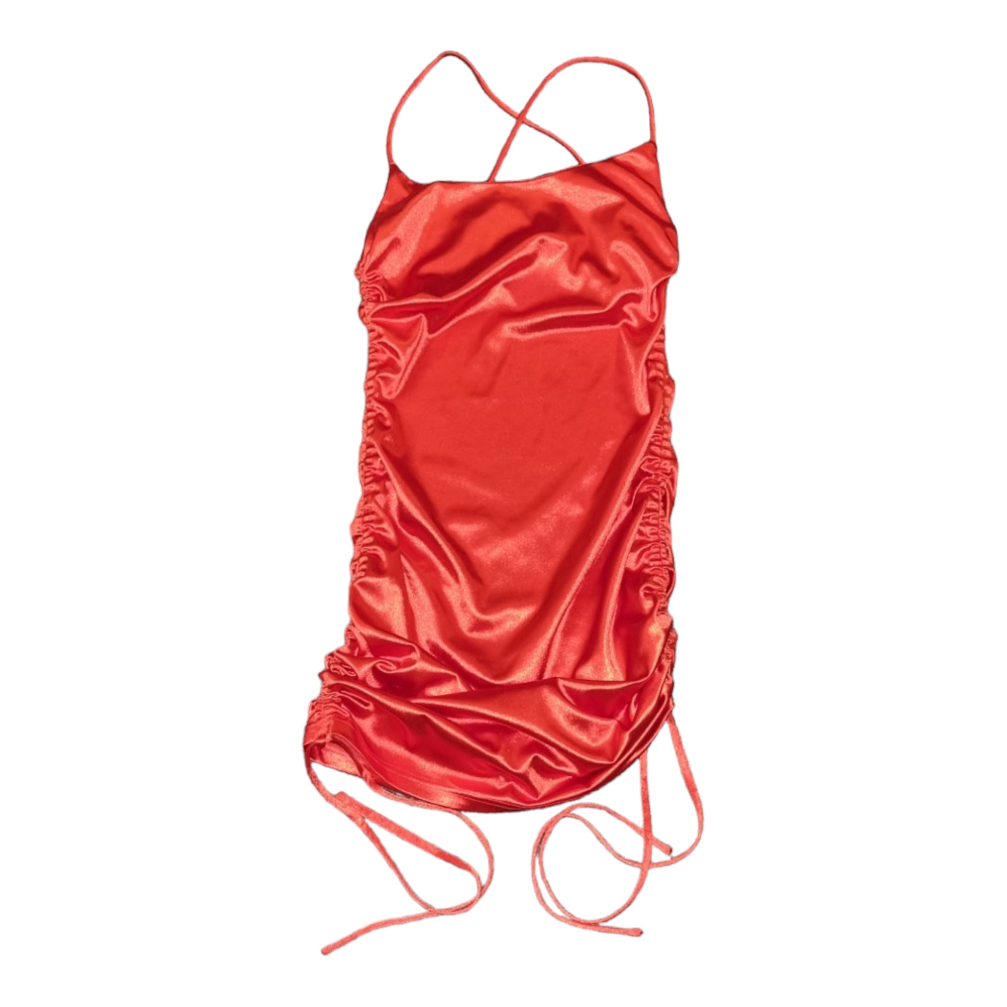 Red strappy rusched detail mini dress