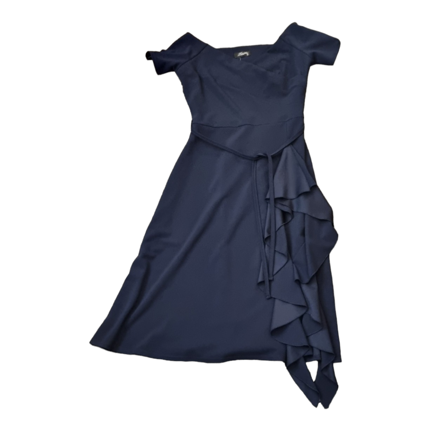 Silk Fred navy frill belted dress