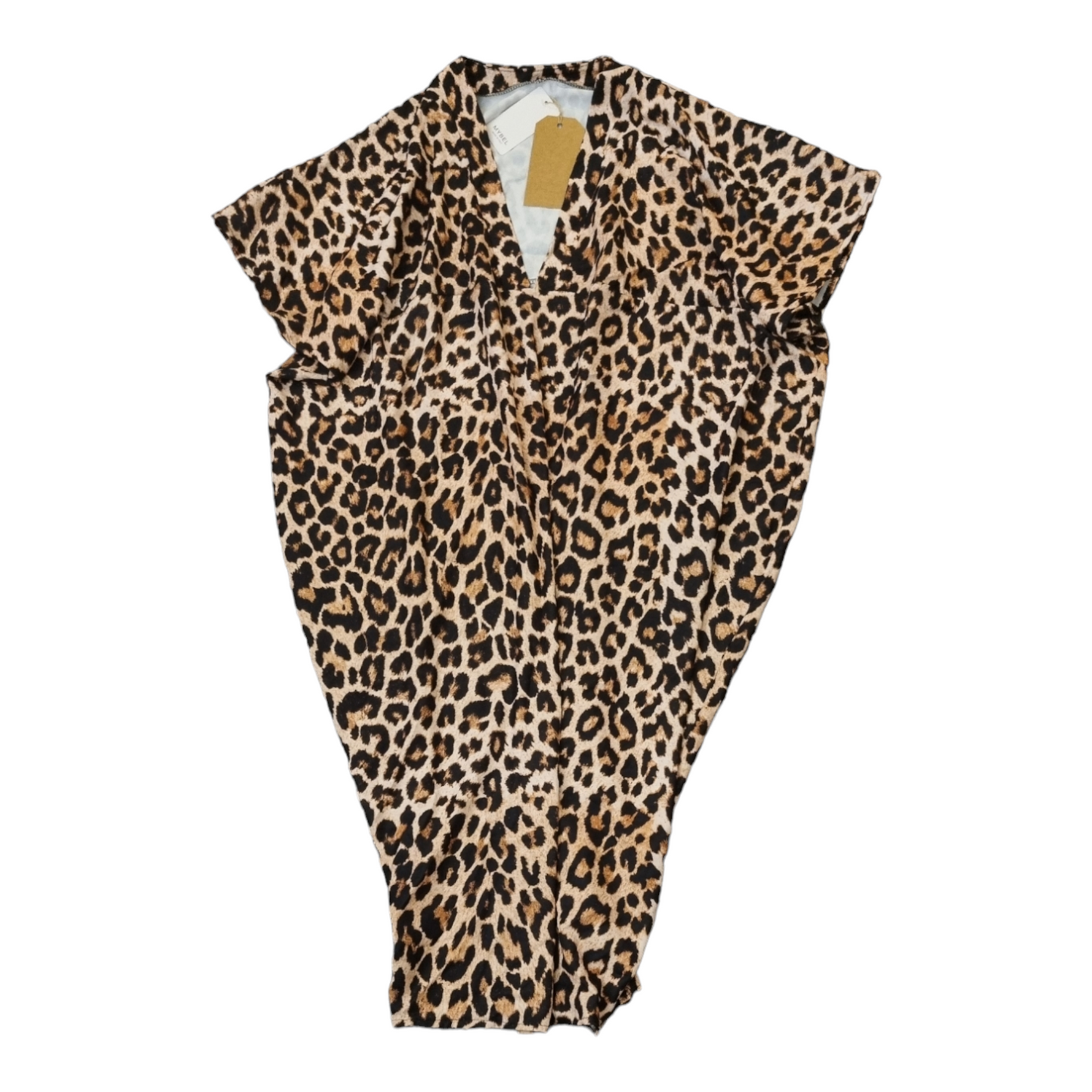 Leopard Print V-Neck Short Sleeved Dress