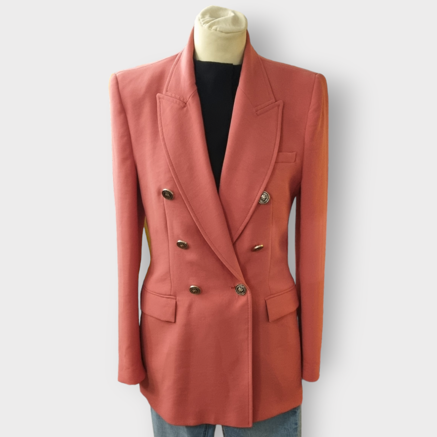 Zara coral gold button blazer