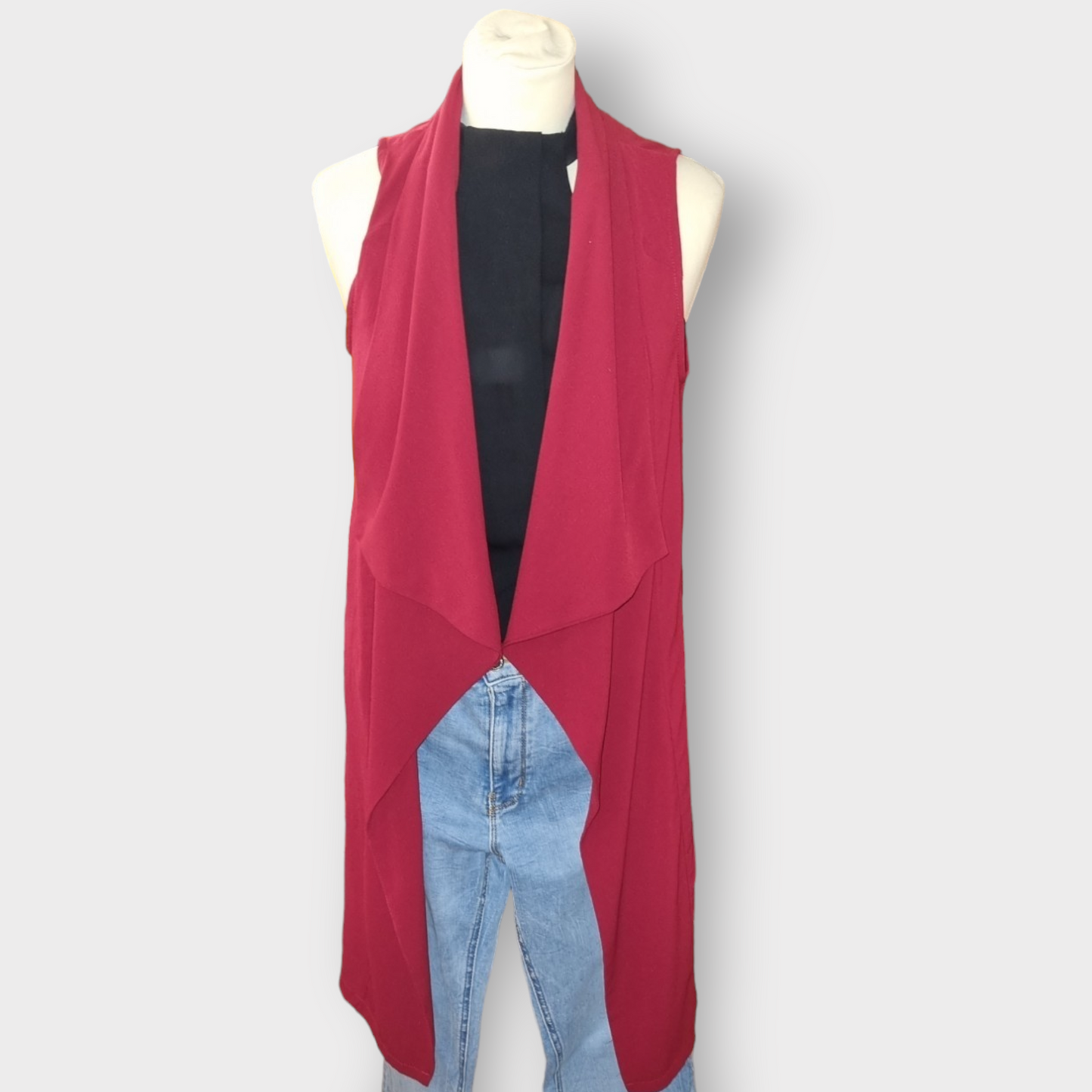 Dorothy Perkins burgundy waterfall waistcoat