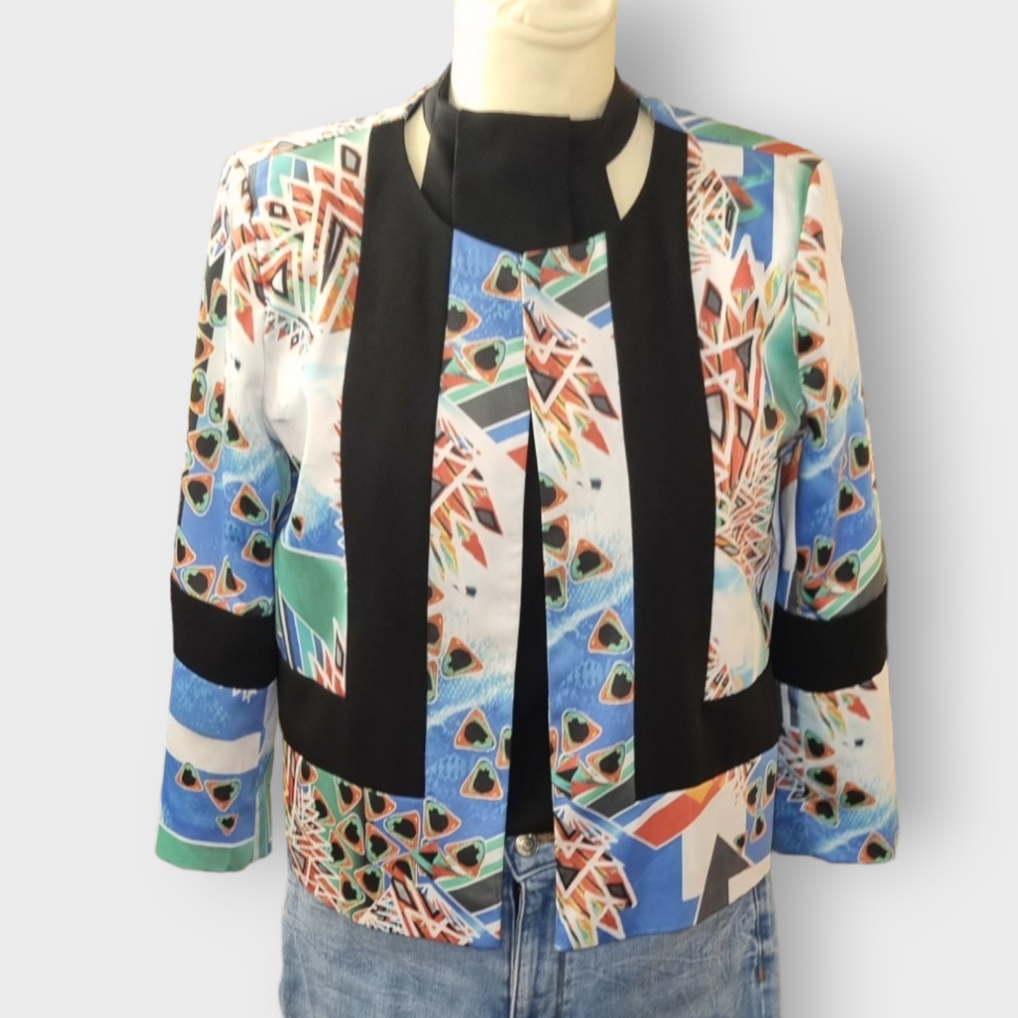 River Island retro print collarless boxy jacket