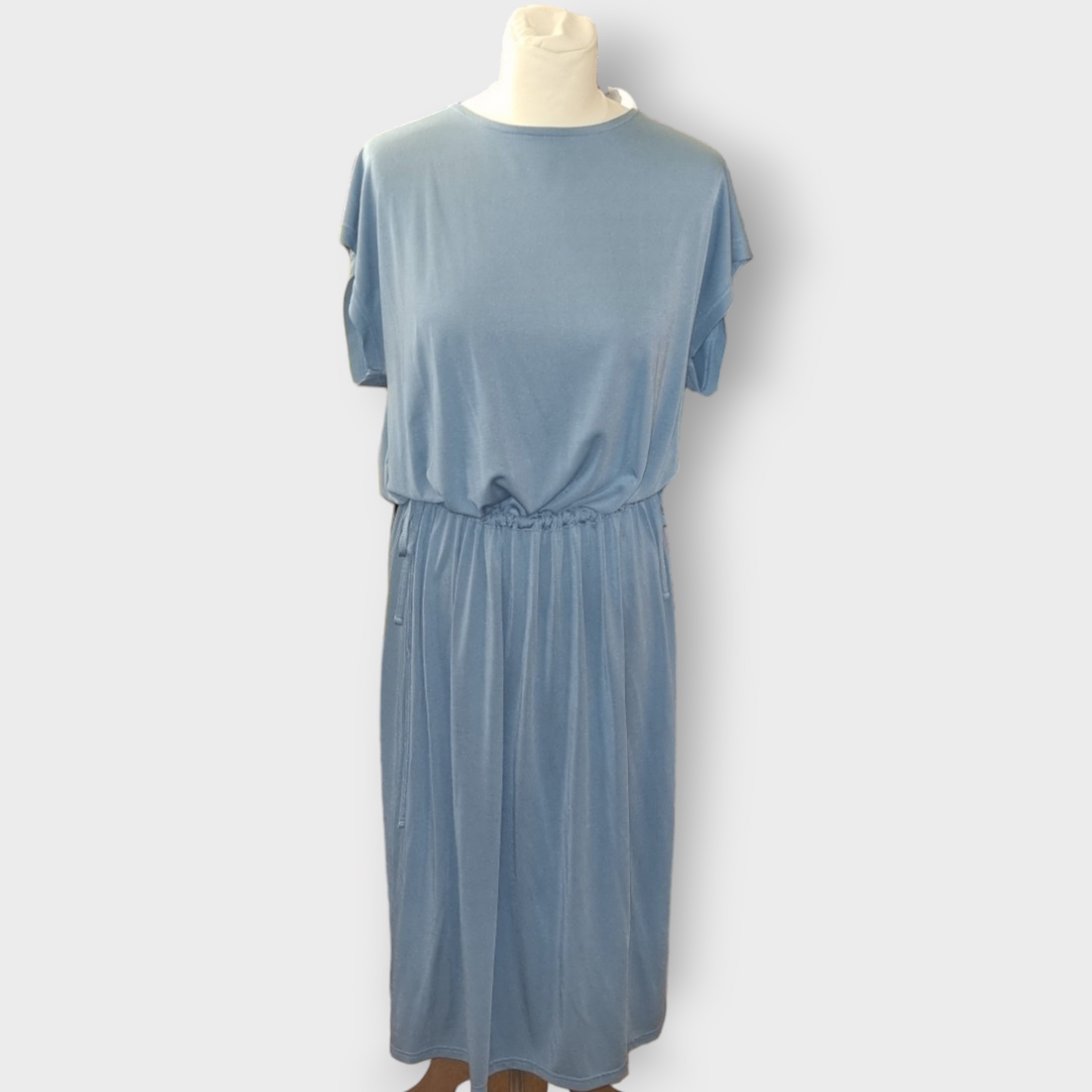 Blue tie waist midi dress