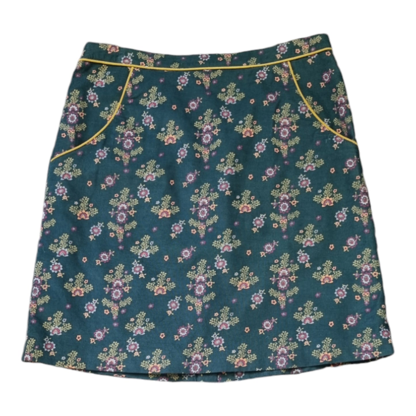 Ness floral cord teal skirt