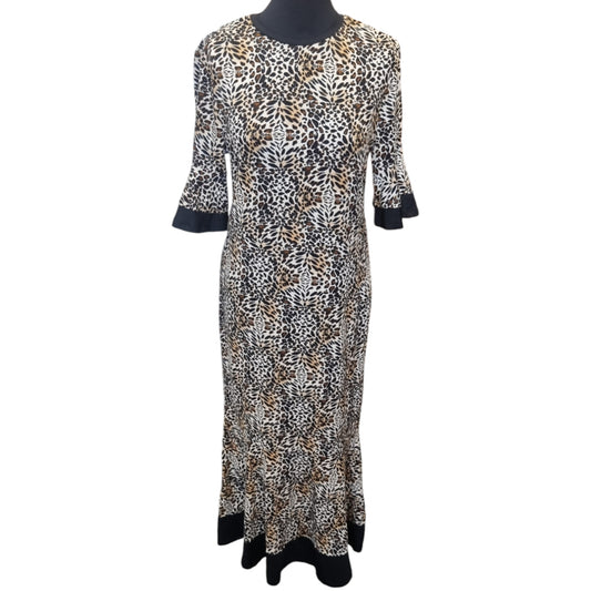 Animal print maxi round necked short sleeved maxi with black edging