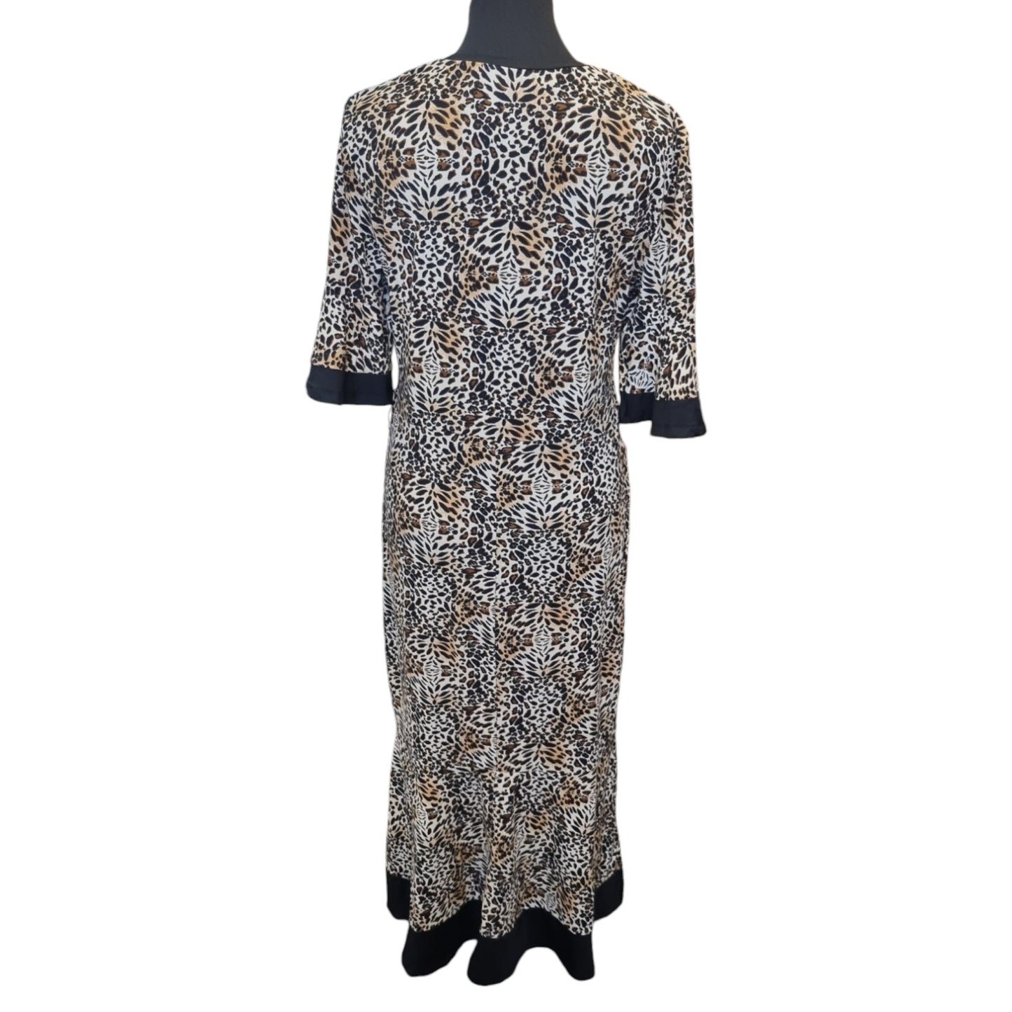 Animal print maxi round necked short sleeved maxi with black edging