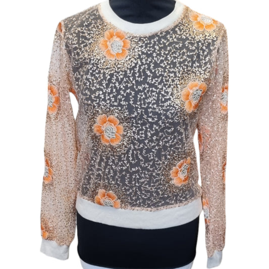 Bacanara London handmade sequin floral top