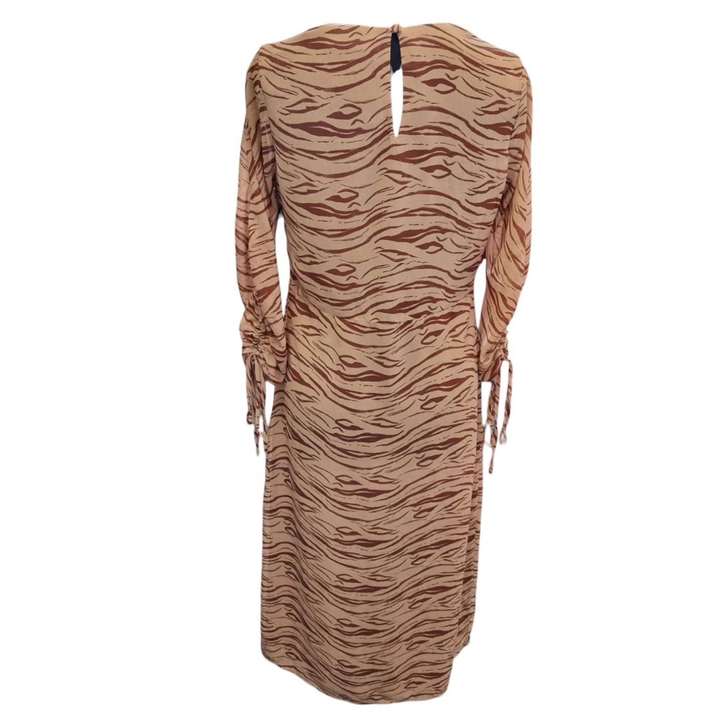 Glamorous round neck tie sleeve animal print midi dress