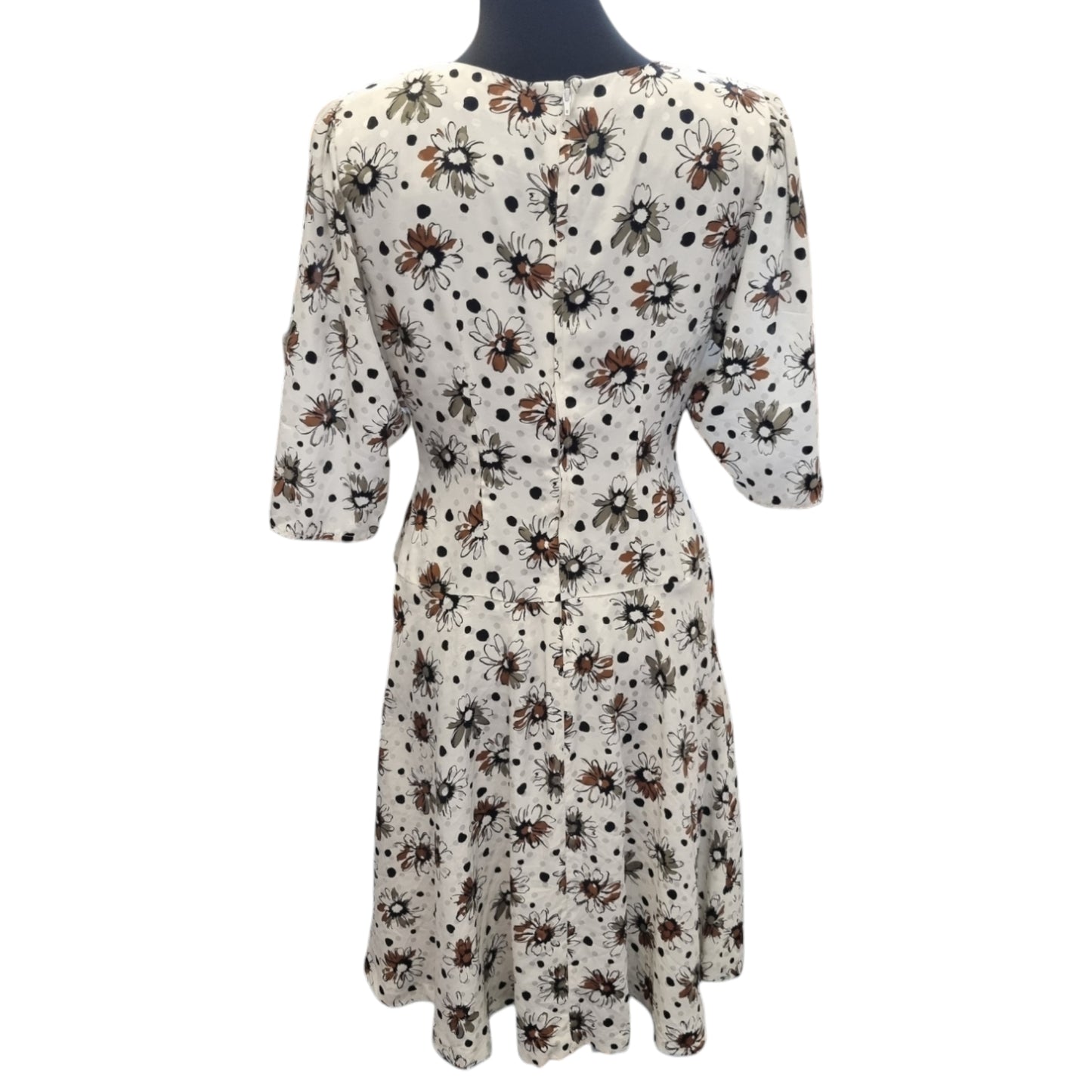 Vintage drop waist round neck floral midi dress