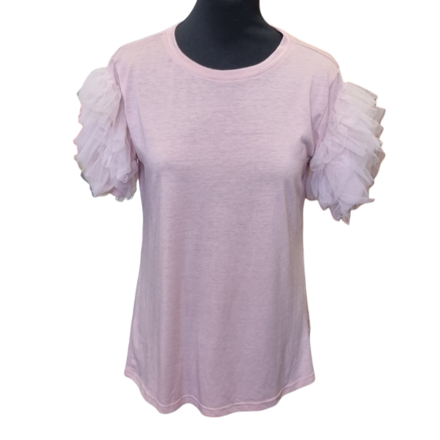 New Look tulle sleeve longline t-shirt