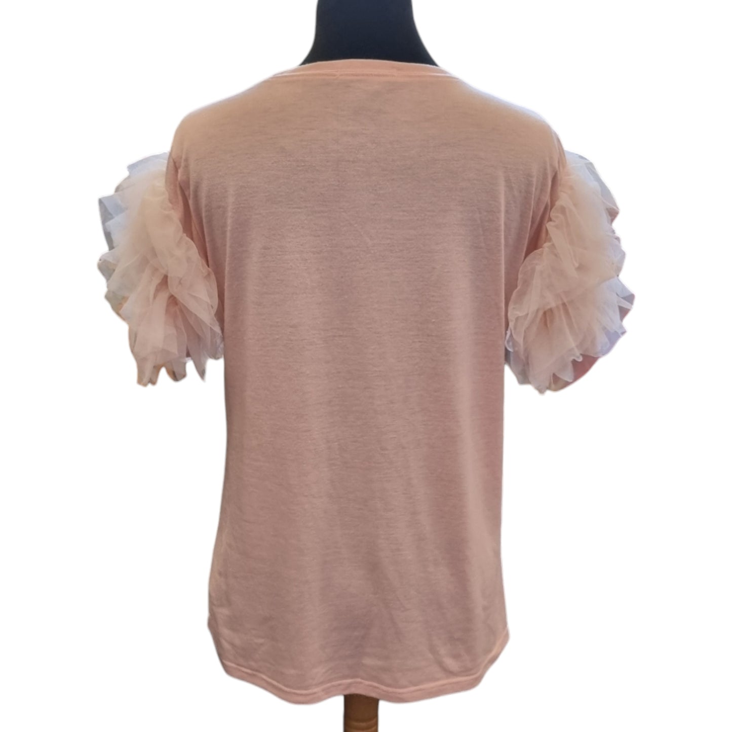 New Look tulle sleeve longline t-shirt