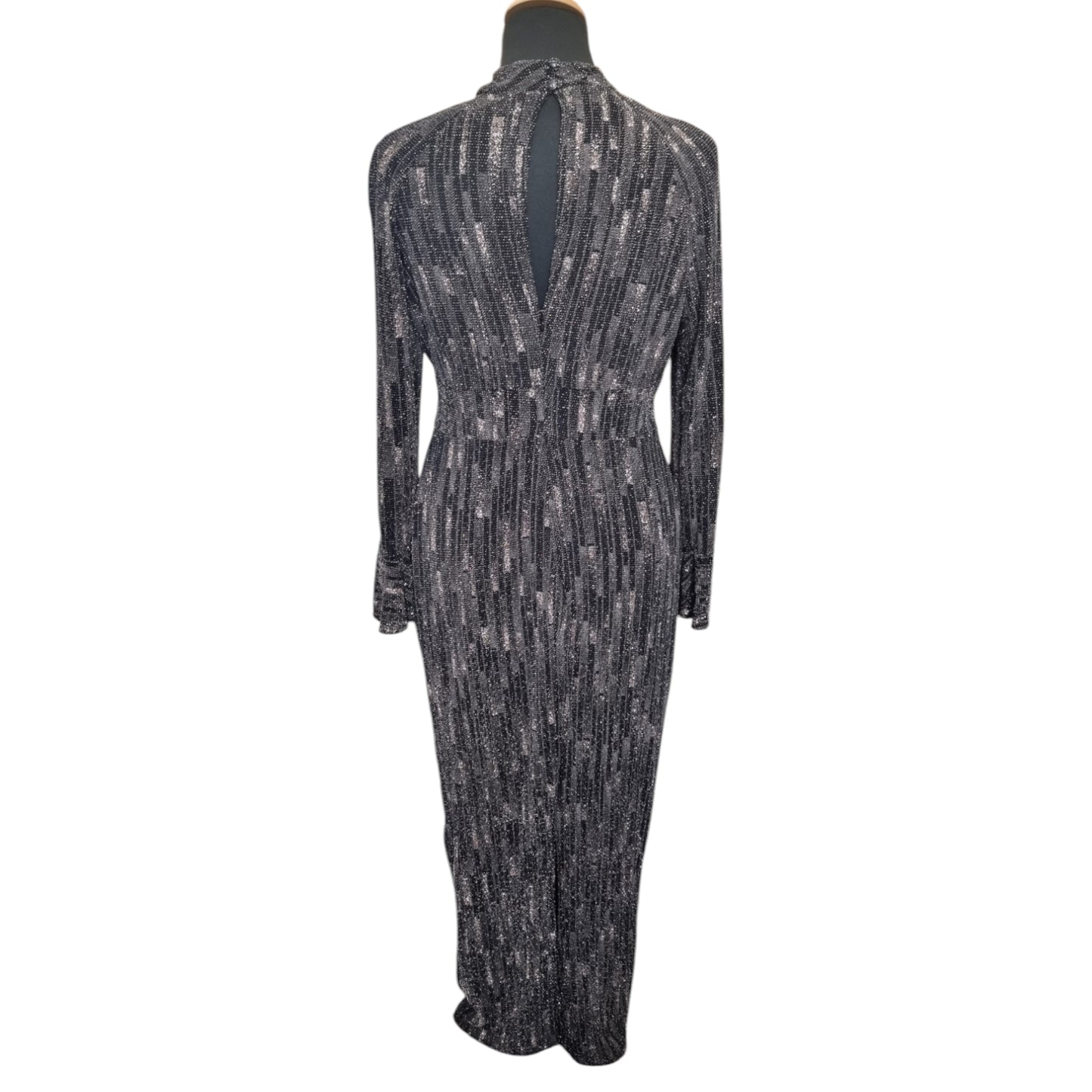 Principles high necked long bell sleeved tie sparkly maxi dress