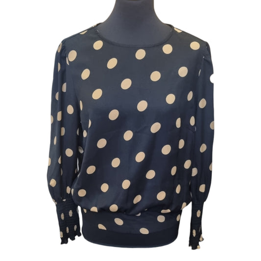 Dorothy Perkins round neck long sleeve polka dot blouse