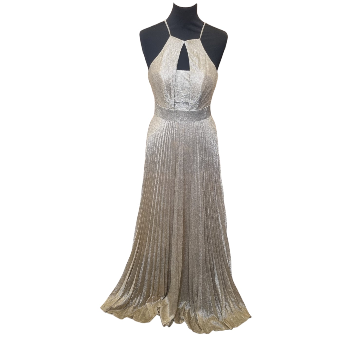 Coast full length gold sparkle pleated dress