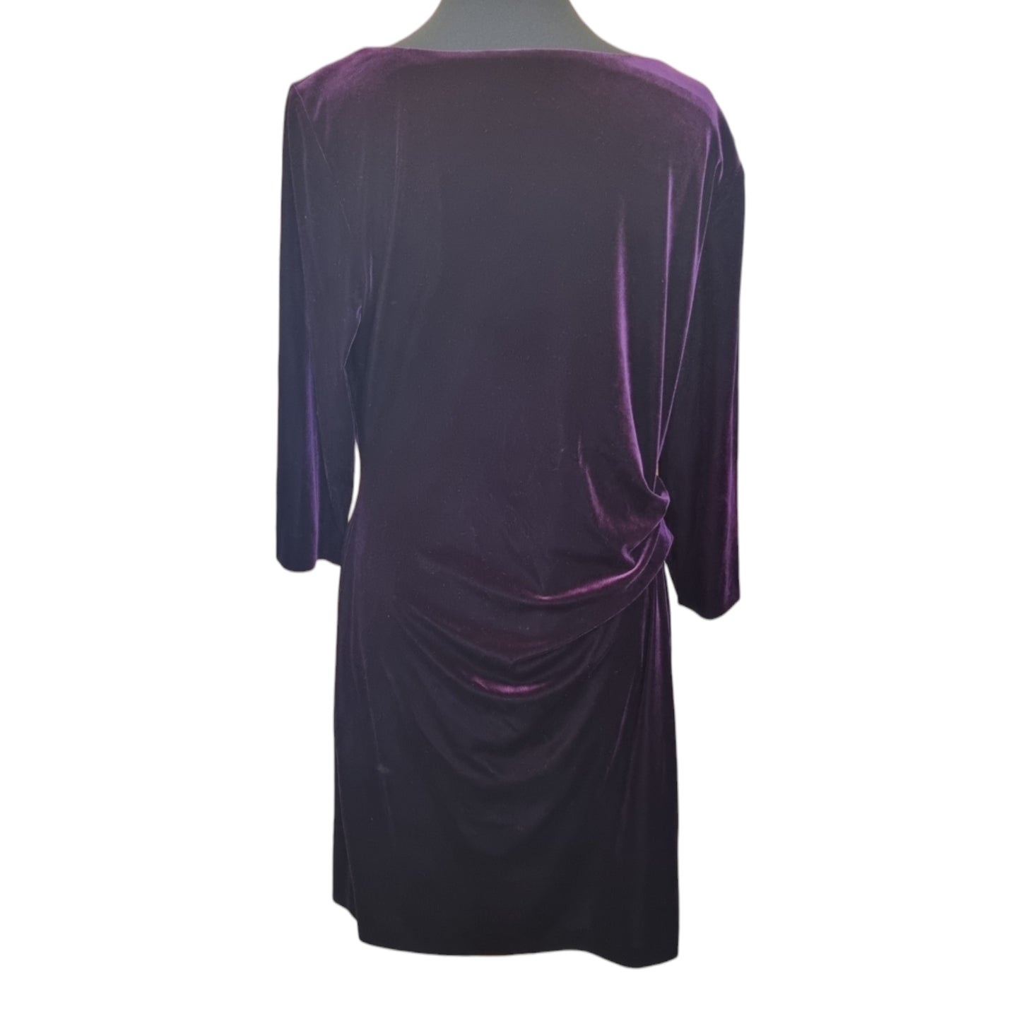 Precis purple scoop neck 3/4 sleeve knee length dress