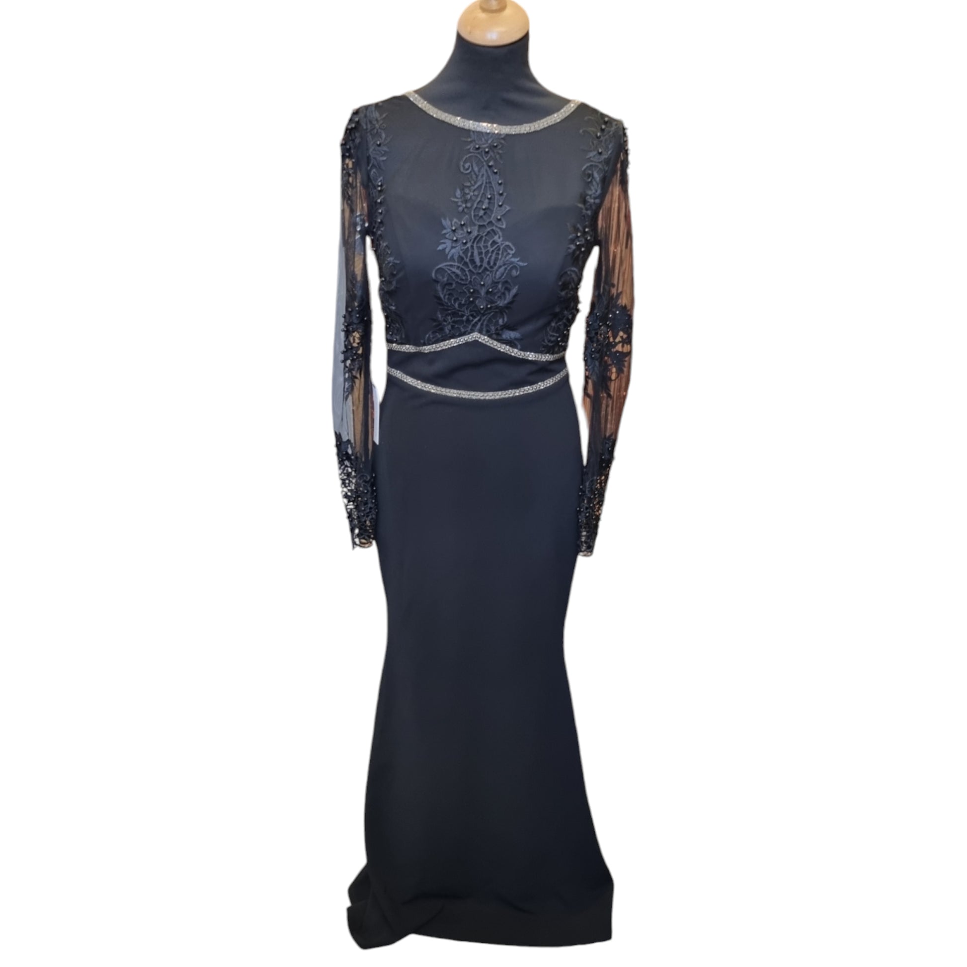 Lipsy Exclusive long sheer sleeve lace sequin & diamanté full length occasion dress (brand new with tags)
