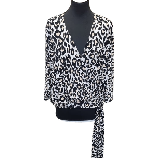 Next animal print v-neck long sleeved tie top