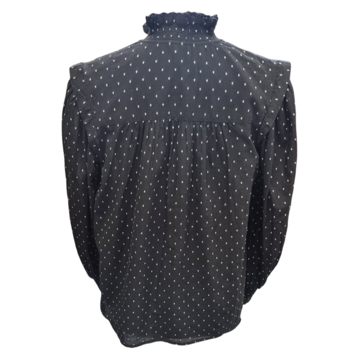 River Island polka dot high necked ruffle blouse