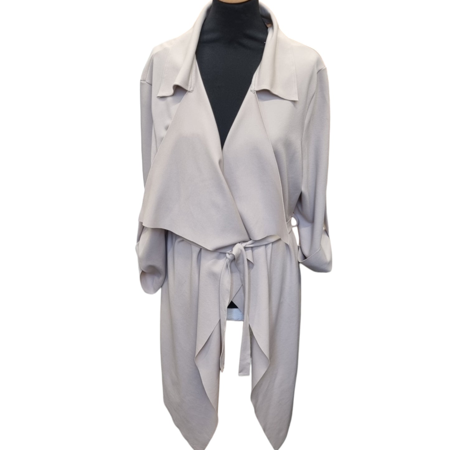 Longline waterfall tie roll sleeve jacket