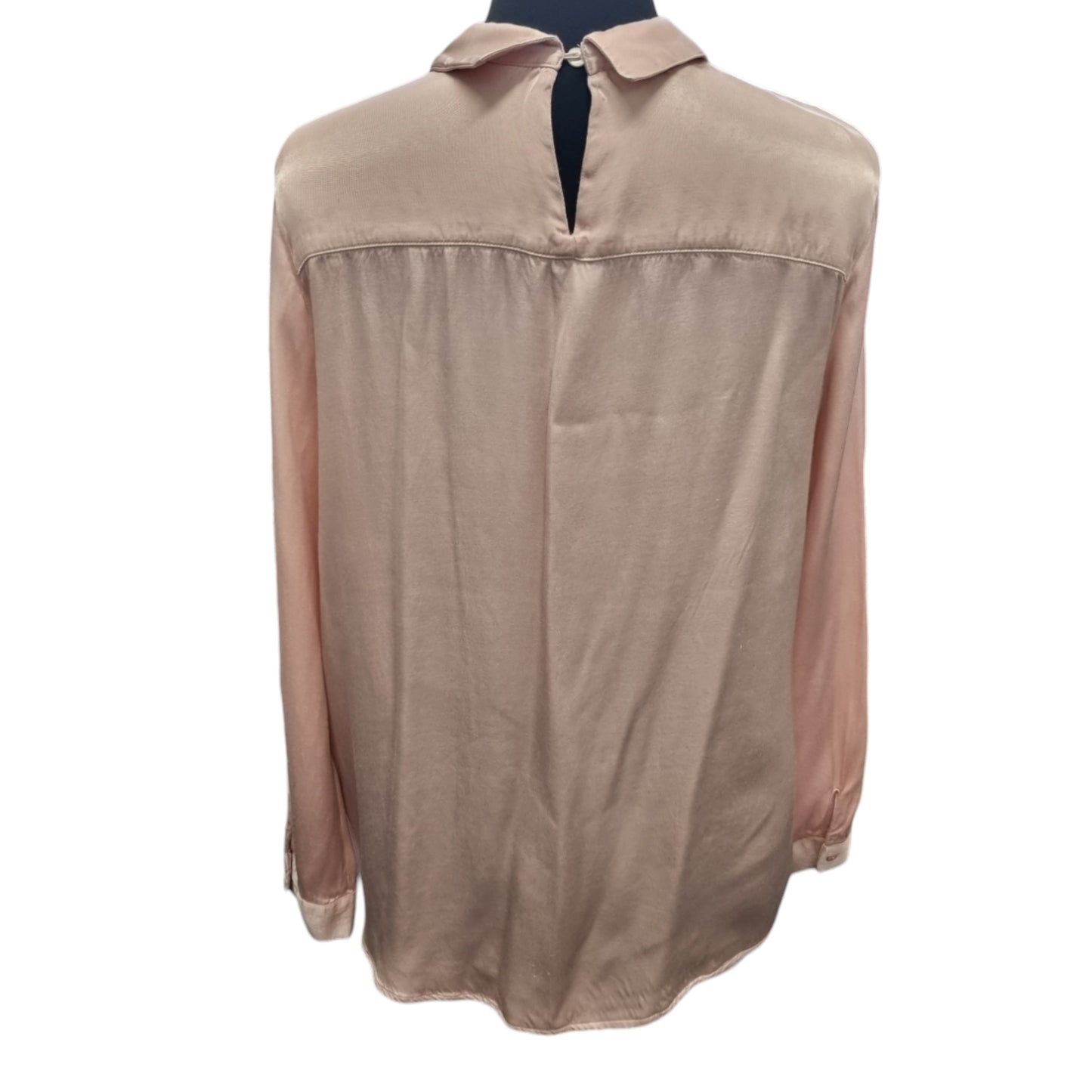 Zara pink collared long sleeve blouse