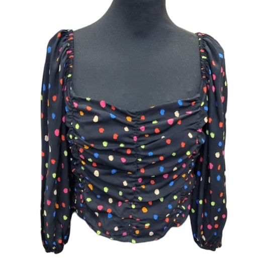 Topshop polka dot pouffe sleeve crop top