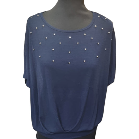 Stud detail short sleeve round neck top