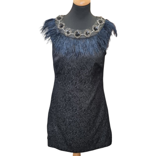 Monsoon mini dress with feather detail