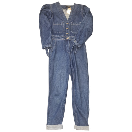 Next denim tie sleeved button jumpsuit