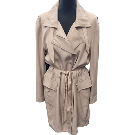 All Saints collared belted beige trench coat