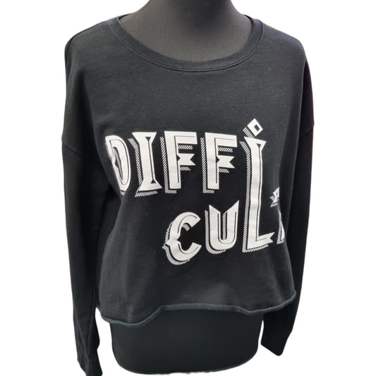 "Difficult"slogan cropped sweatshirt