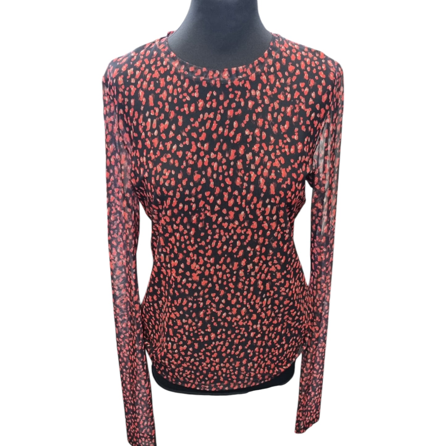 & Other Stories sheer long sleeved red heart print top