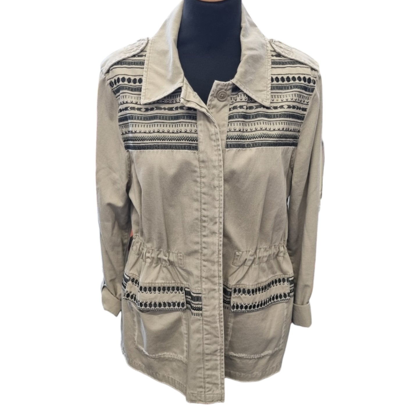 River Island military style embroidered detail jacket