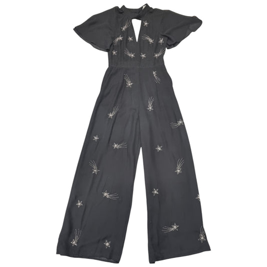 Monsoon high neck wide leg sheer sleeve fully lined star detail jumpsuit