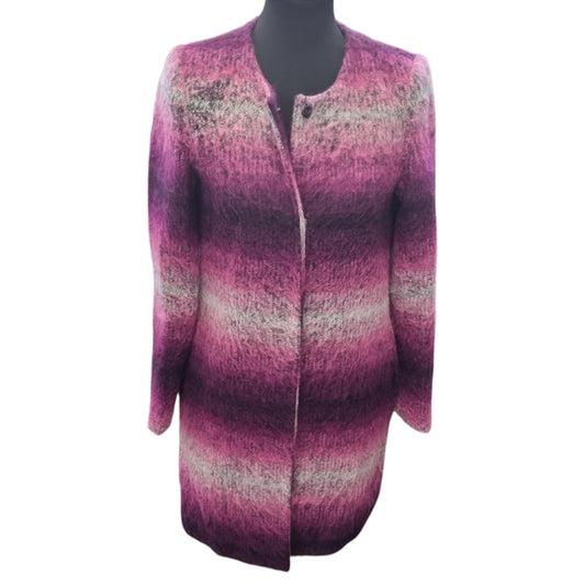 Savida pink wool button round neck coat