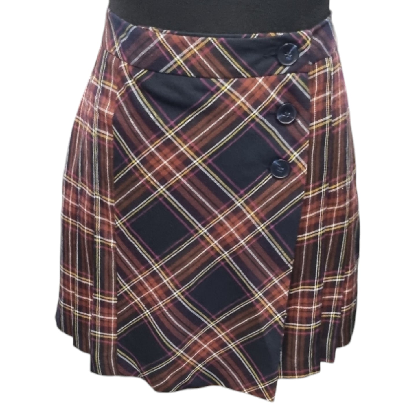 Red Herring tartan button pleated mini skirt