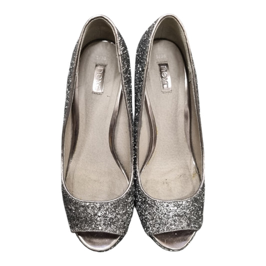 Next silver glitter peep toe heels