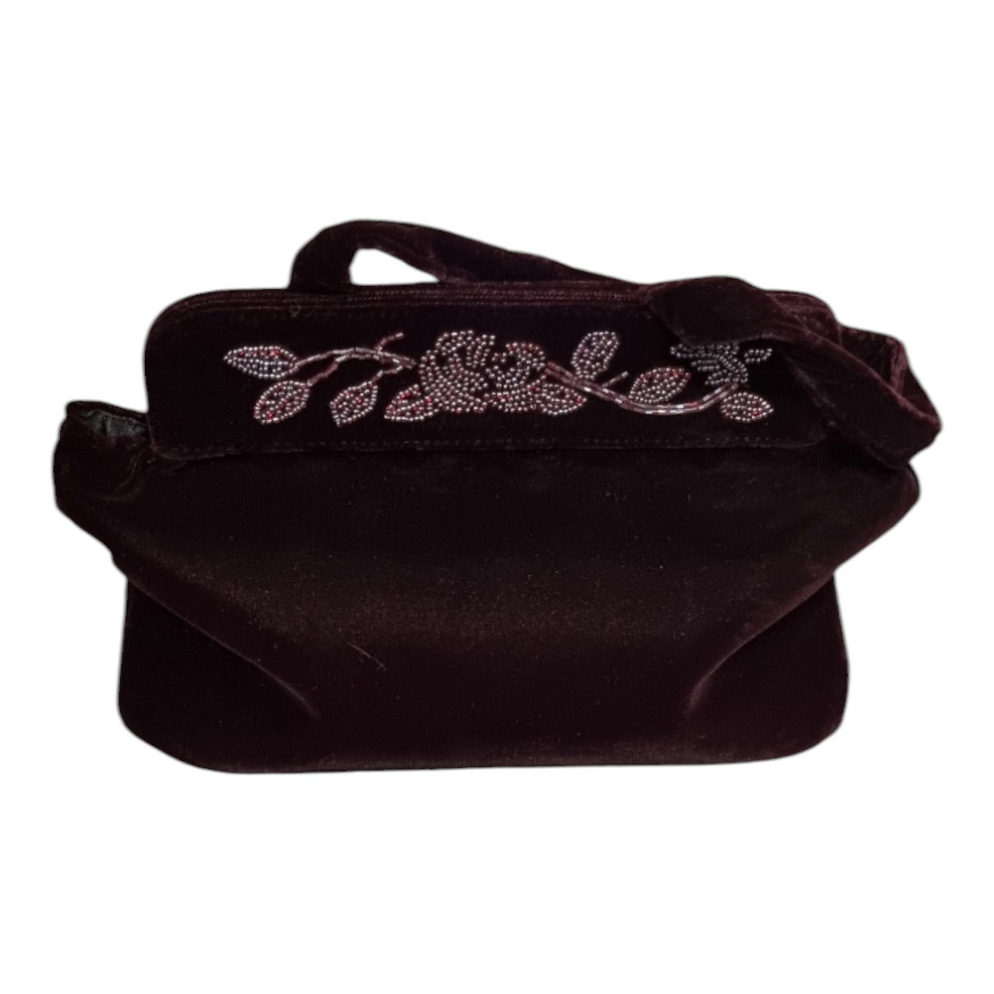 Laura Ashley deep purple bead detail velvet evening bag