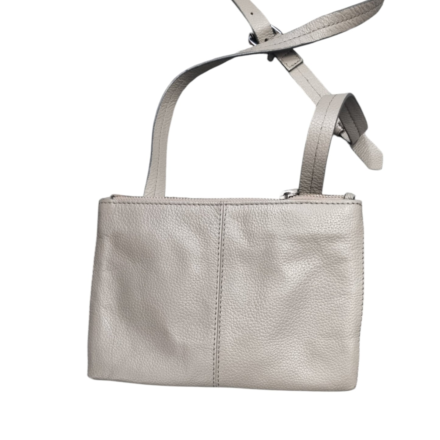 Next small grey leather double compartment shoulder bag