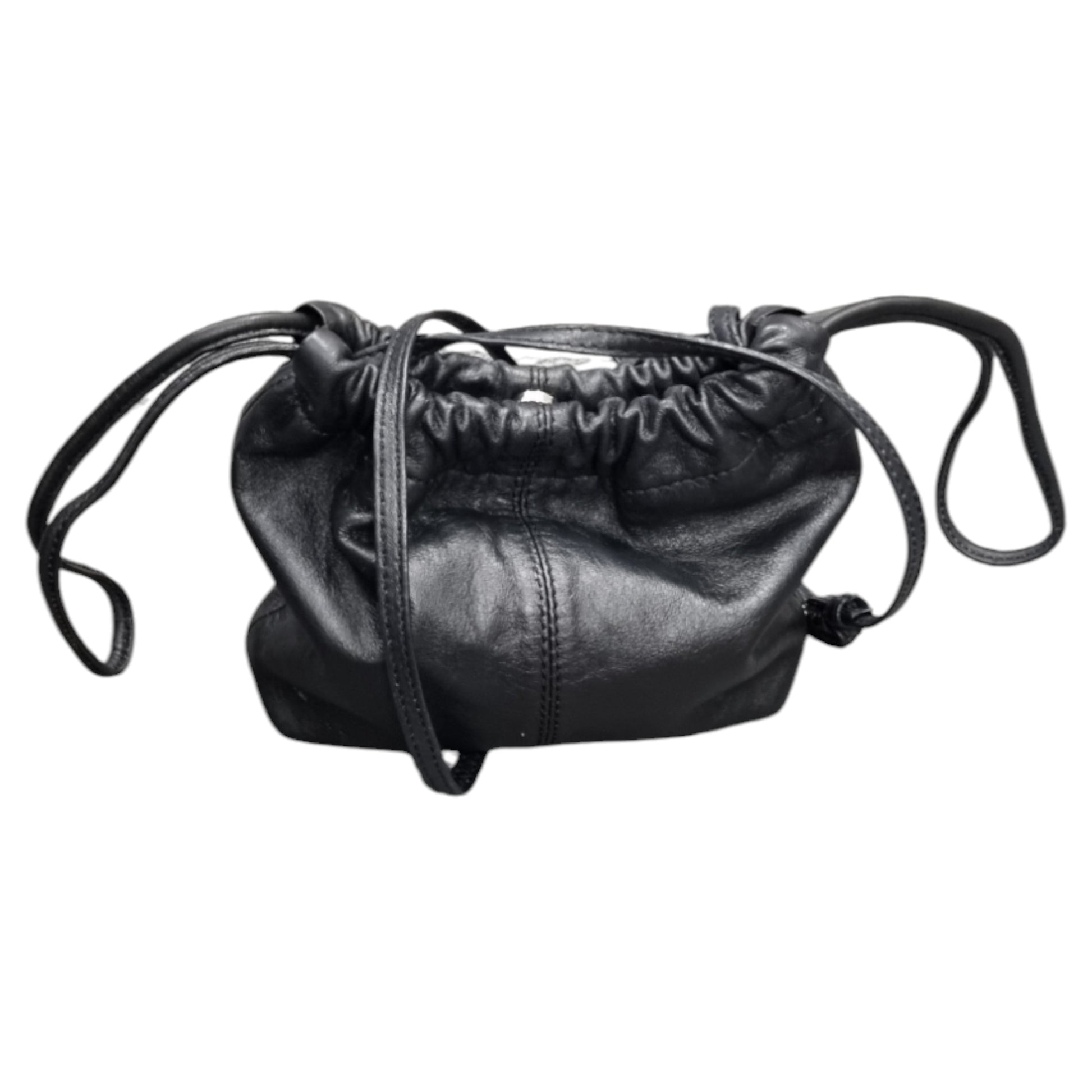 Next black leather rusched shoulder bag