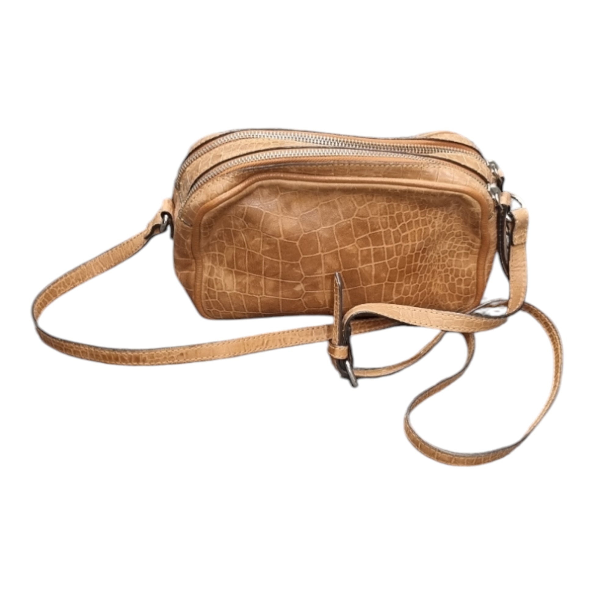Next brown leather crossbody zip bag