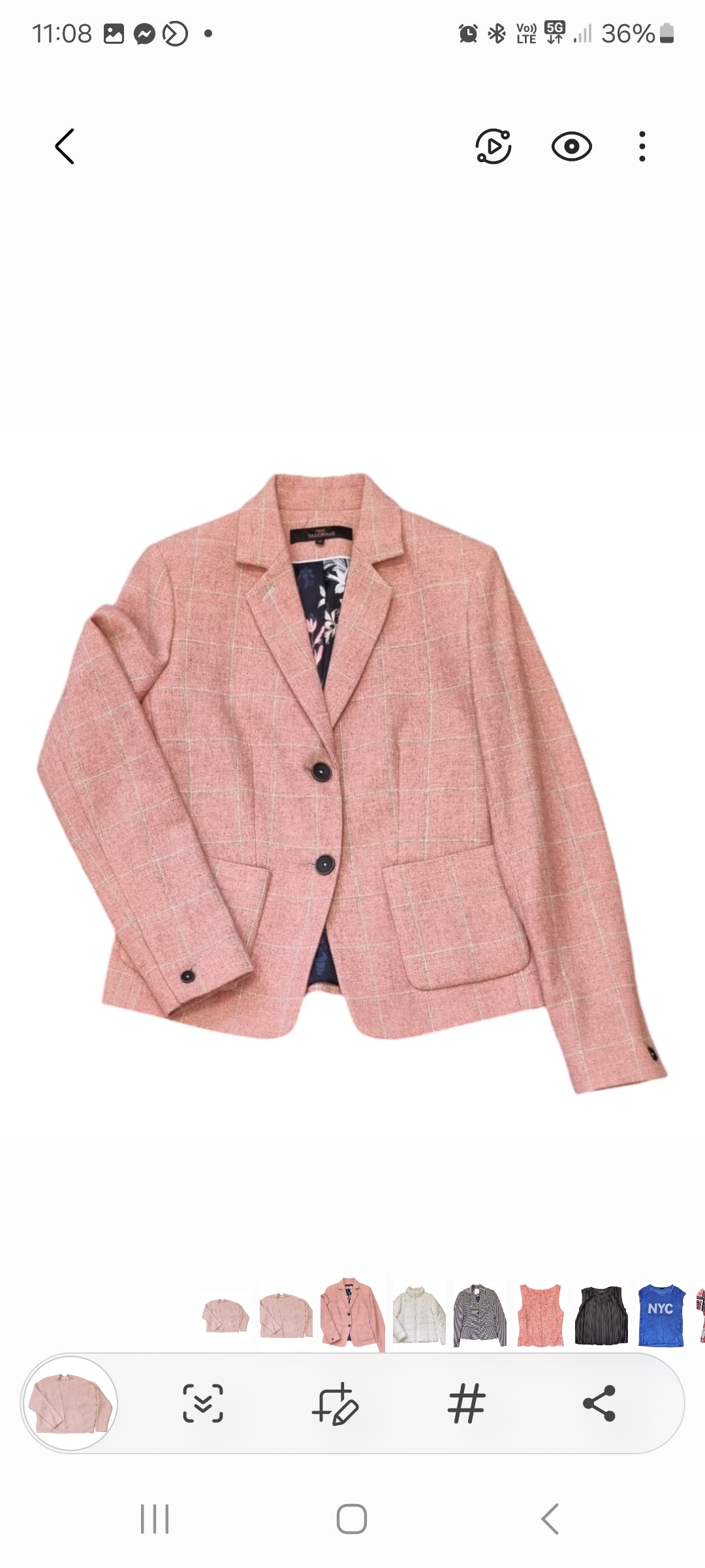 Next pink check tailored blazer